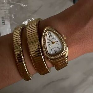 Anthropologie Gold Teardrop Crystal Wrap Watch